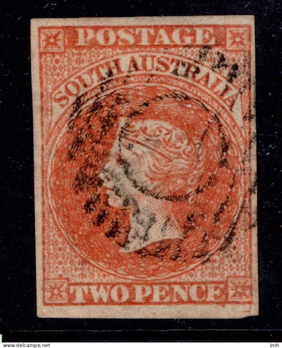 1856-56 SG7 Orange-red W2 Imperf. Four Margins  FU £80 - Oblitérés