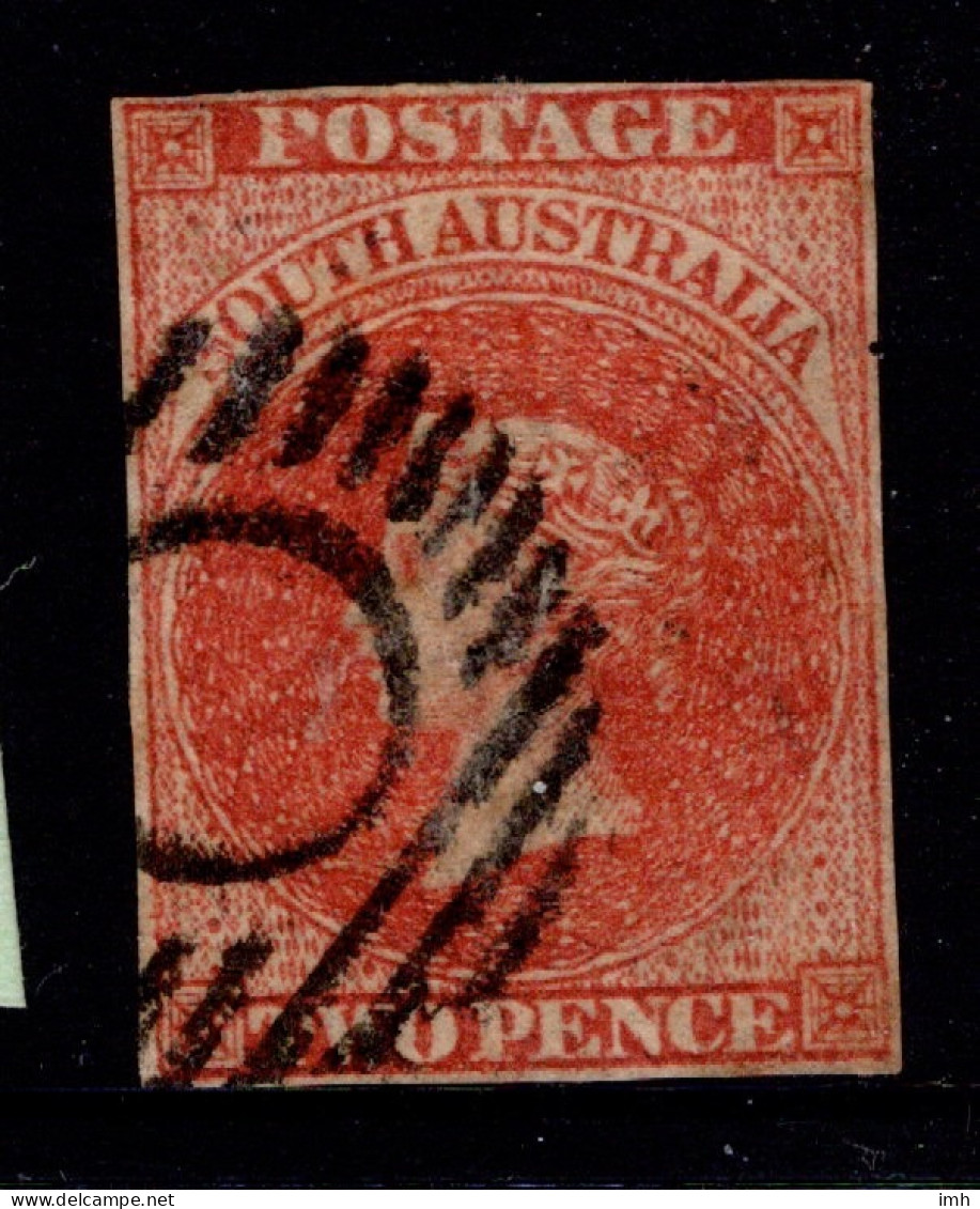 1856-56 SG9 2d Red W2 Imperf. Four Close Margins (#2) £40 - Usati