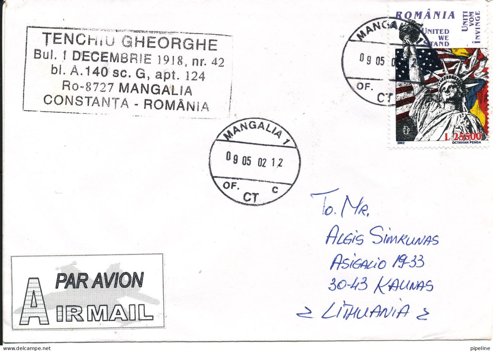 Romania Cover Sent To Denmark Mangalia 9-5-2002 Single Franked - Cartas & Documentos