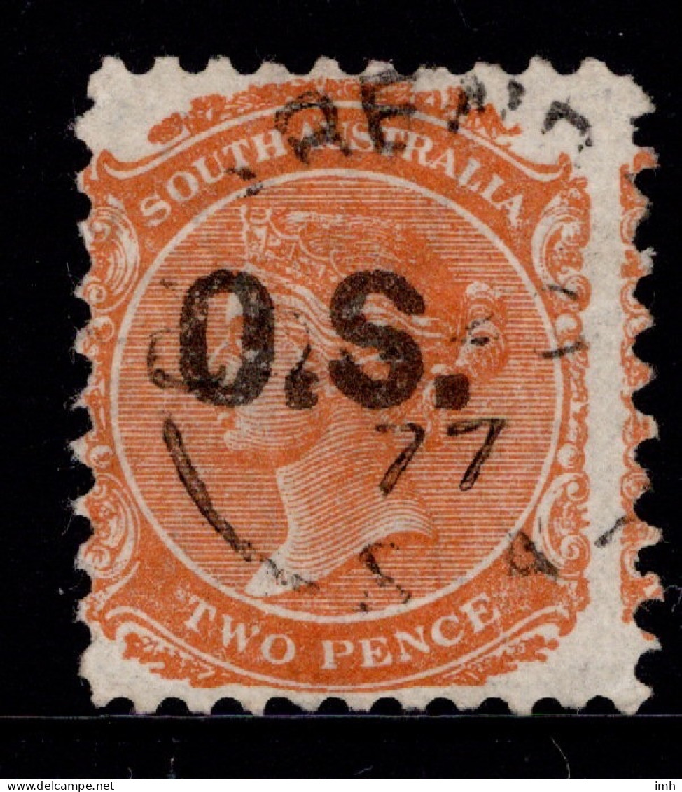 1876-80 Official SG 044 2d Orange-red Type O1 W13 P10 £1.00 - Usati