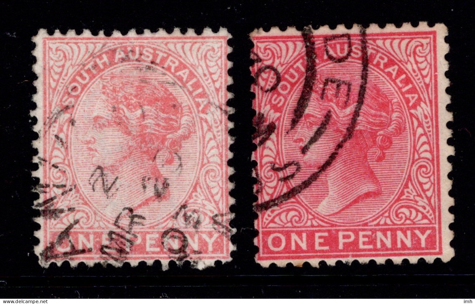 1876-1904 SG 179 1d Rosine & 179a 1d Scarlet W13 P12x12.5  £1.90 - Oblitérés