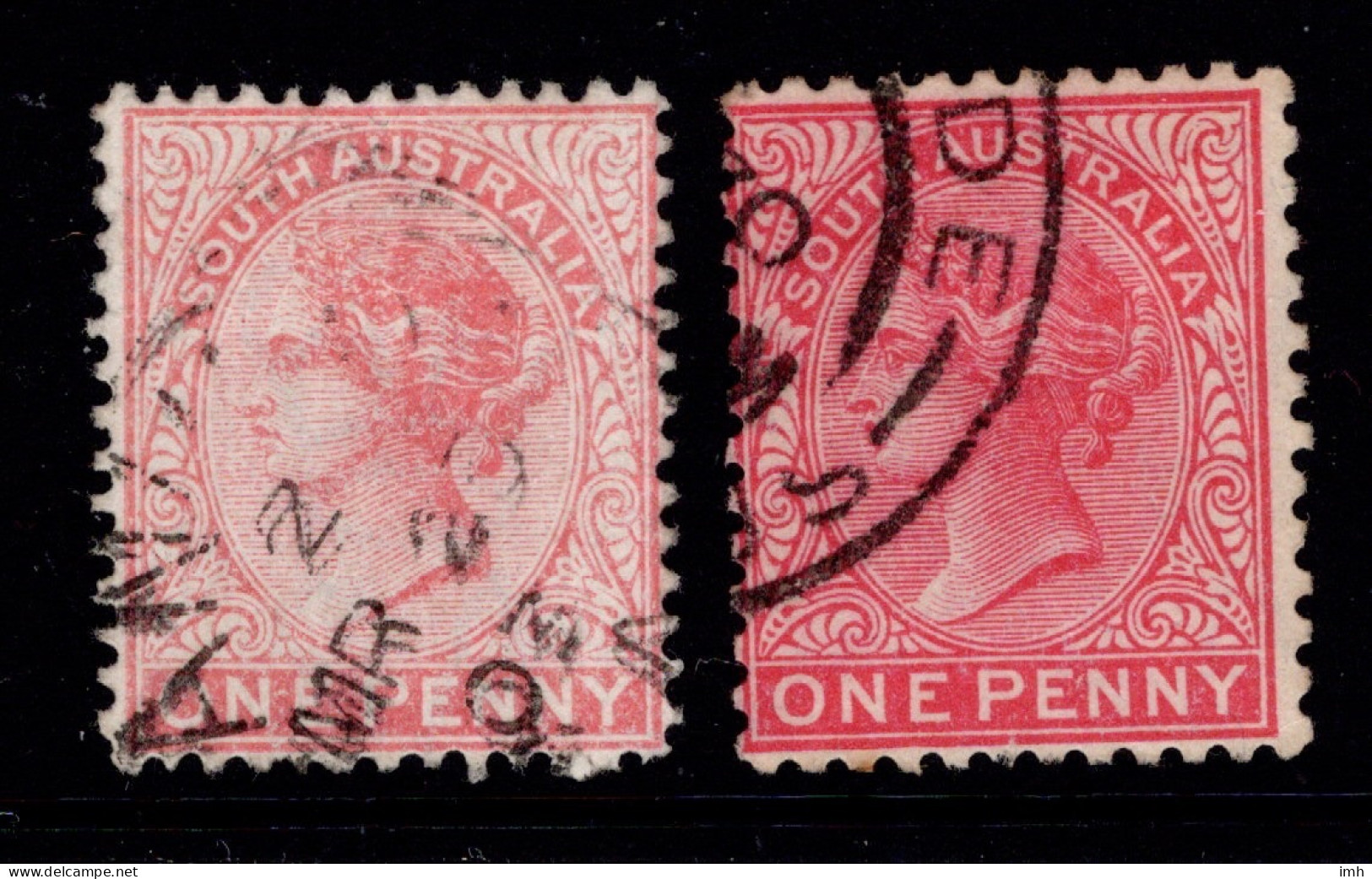 1876-1904 SG 179 1d Rosine & 179a 1d Scarlet W13 P12x12.5  £1.90 - Gebruikt