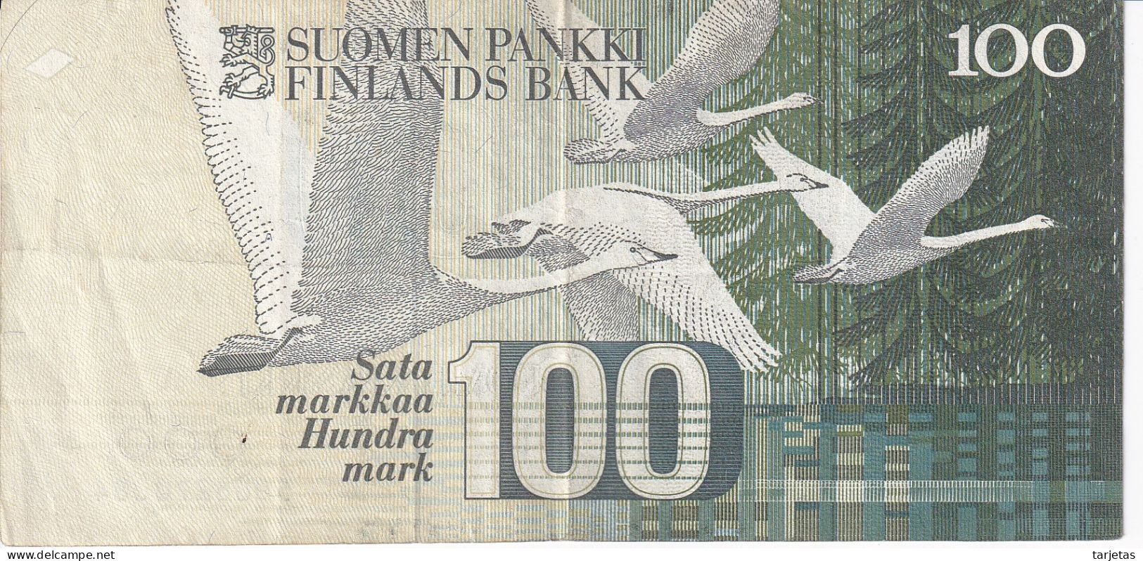 BILLETE DE FINLANDIA DE 100 MARKKAA DEL AÑO 1986  (BANKNOTE) BIRD-PAJARO - Finnland