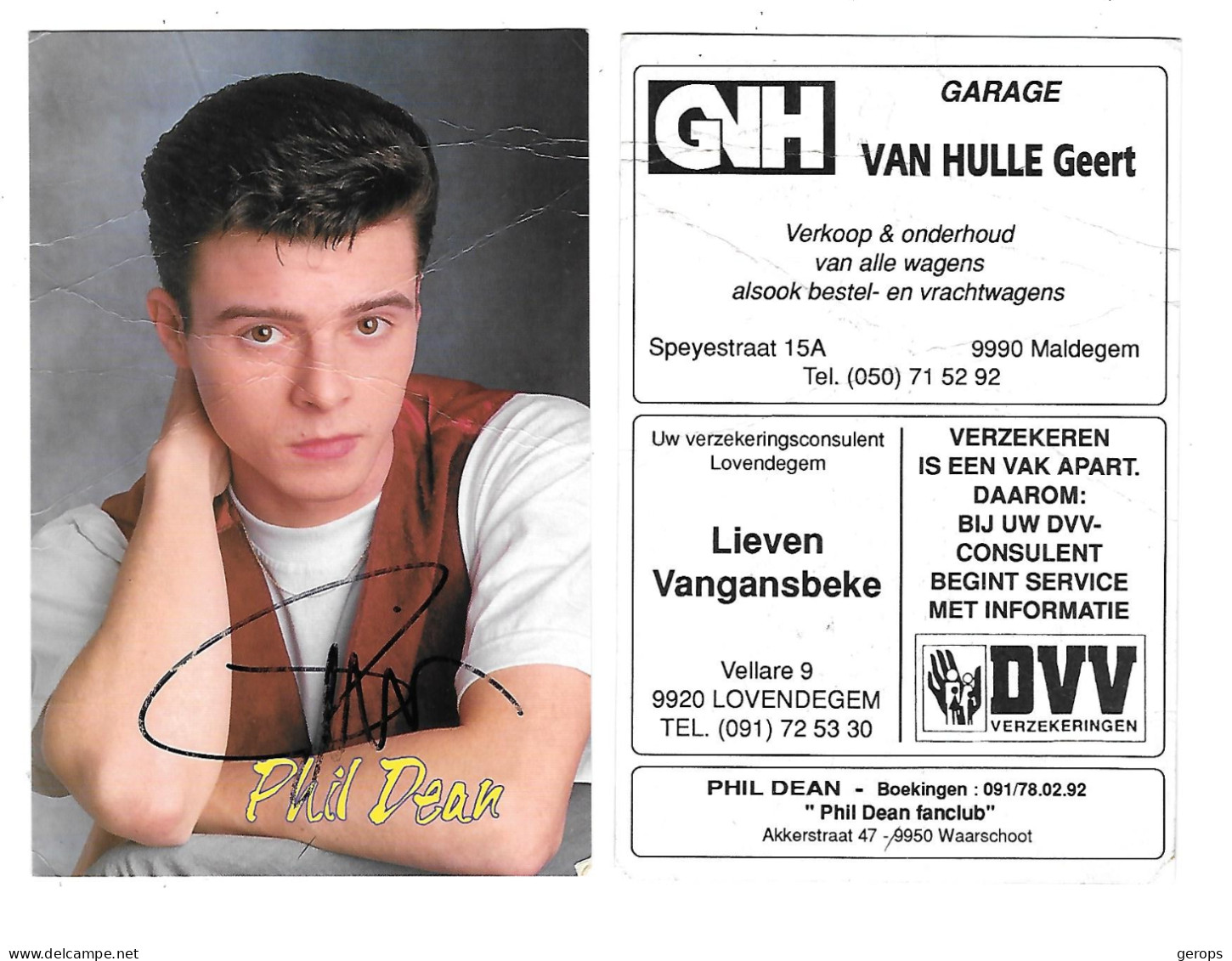 Postkaart Muziek Phil Daen + Handtekening (beschadigd) - Autogramme