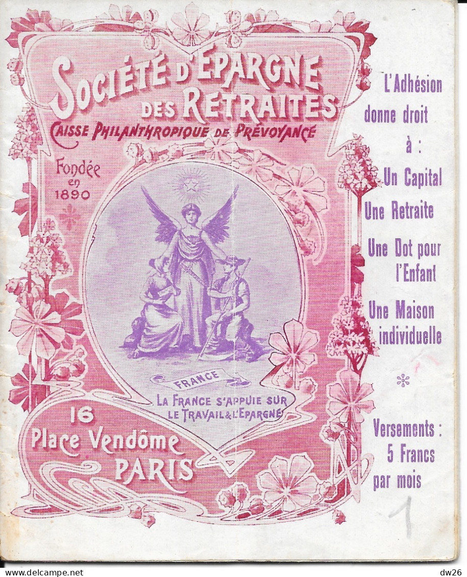 Livret Société D'Epargne Des Retraites, Caisse Philanthropique De Prévoyance, Paris Place Vendôme - Bank En Verzekering