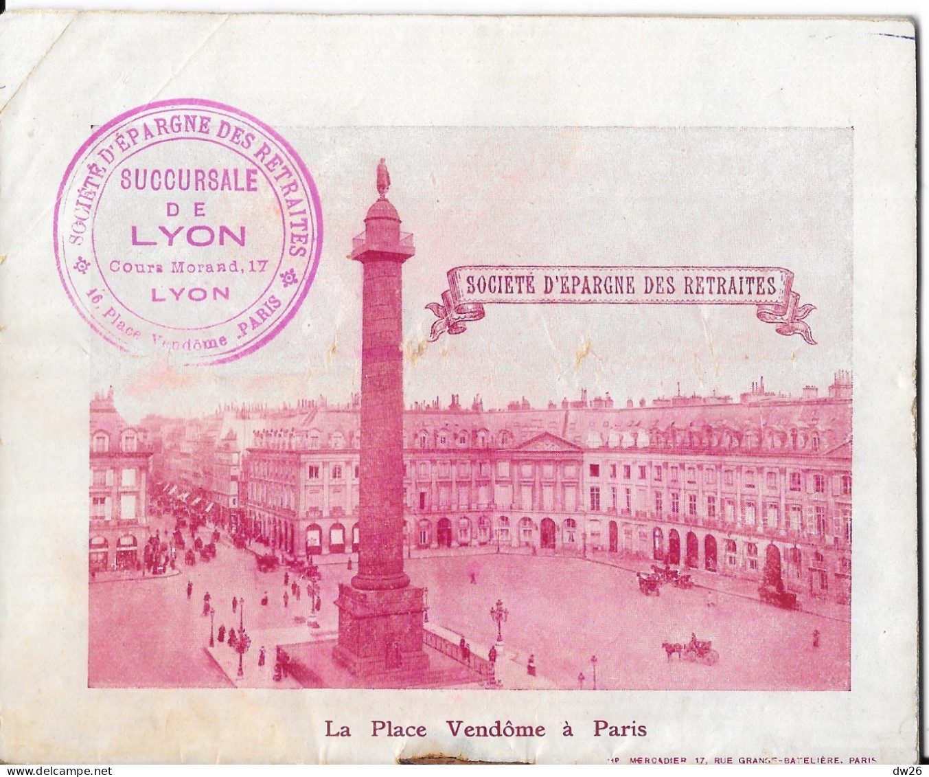 Livret Société D'Epargne Des Retraites, Caisse Philanthropique De Prévoyance, Paris Place Vendôme - Bank & Versicherung