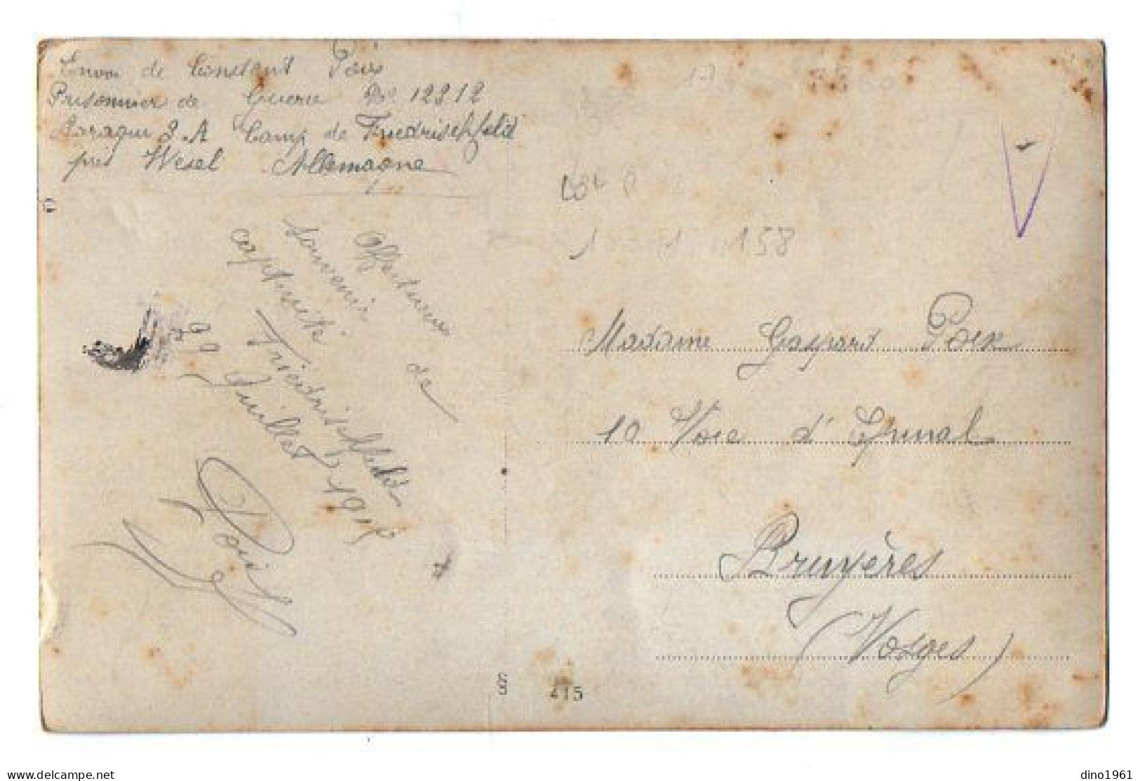 CPA 3431 - MILITARIA - Carte Photo Militaire - Prisonnier C. POIX Au Camp De FRIEDRICHSFELD ( Allemagne ) Pour BRUYERES - Personen