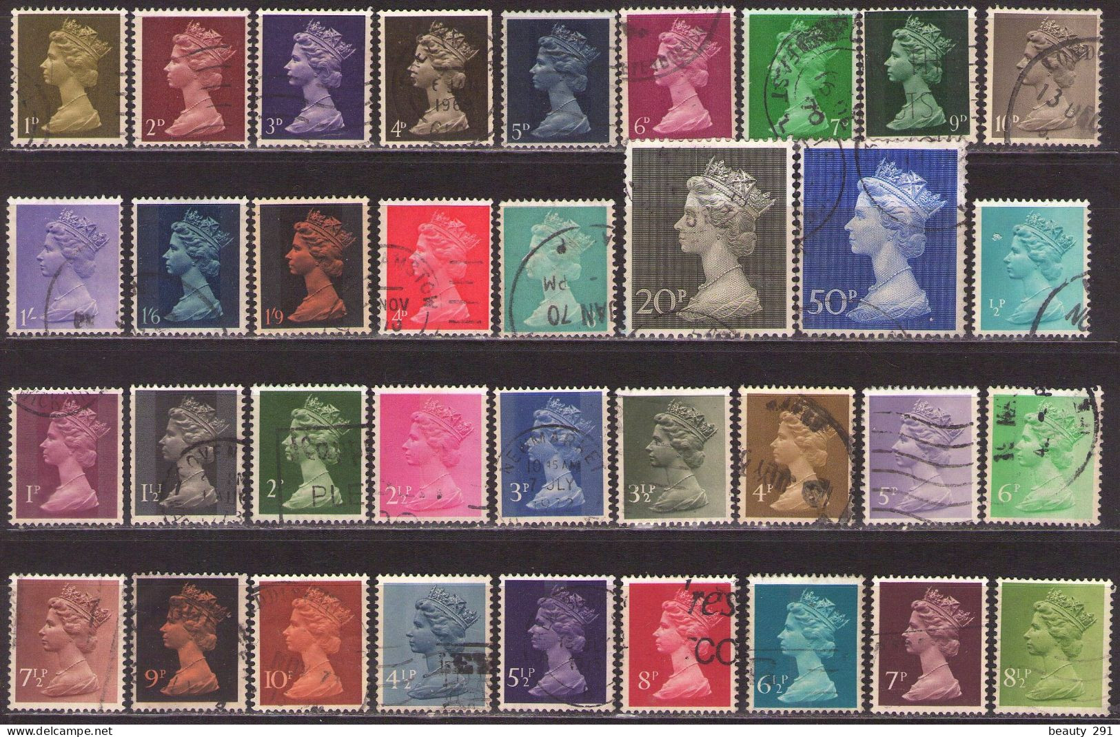 Great Britain 1967 - 2000   Queen Elizabeth - 118 Stamps,all Different - Definitives - Otros & Sin Clasificación
