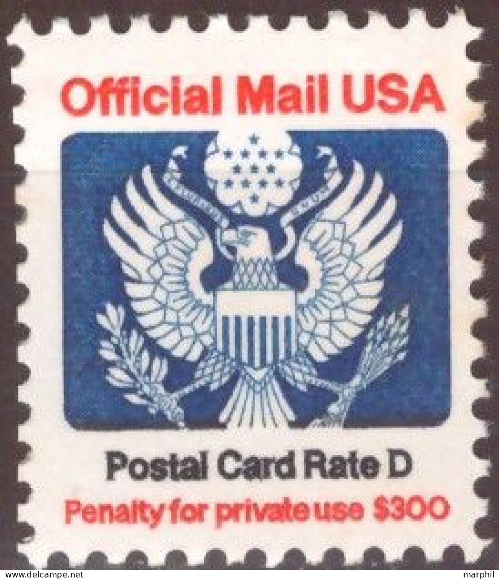 Stati Uniti Servizi 1985 UnN°106 Postal Card Rate D  MNH/** - Roulettes