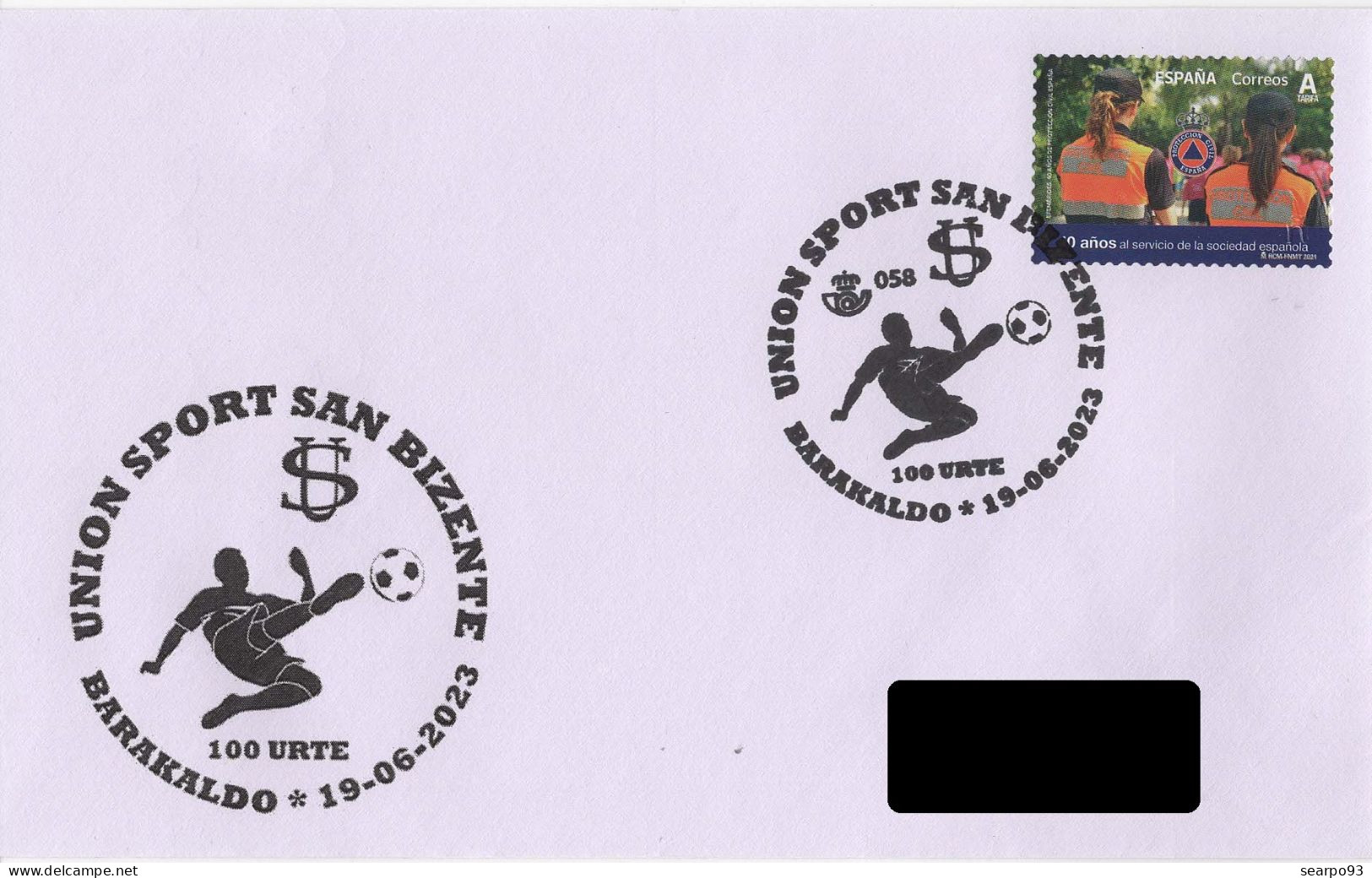 SPAIN. POSTMARK. 100th ANNIV. UNION SPORT SAN BIZENTE. FOOTBALL. BARAKALDO 2023 - Macchine Per Obliterare (EMA)