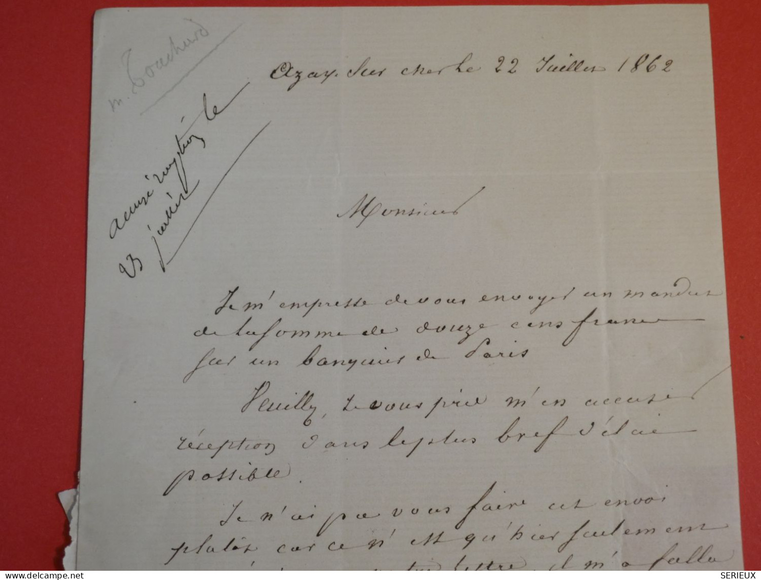 BZ12 FRANCE BELLE LETTRE 1857  TOURS    A PARIS + +AFF. INTERESSANT ++ - 1853-1860 Napoleone III