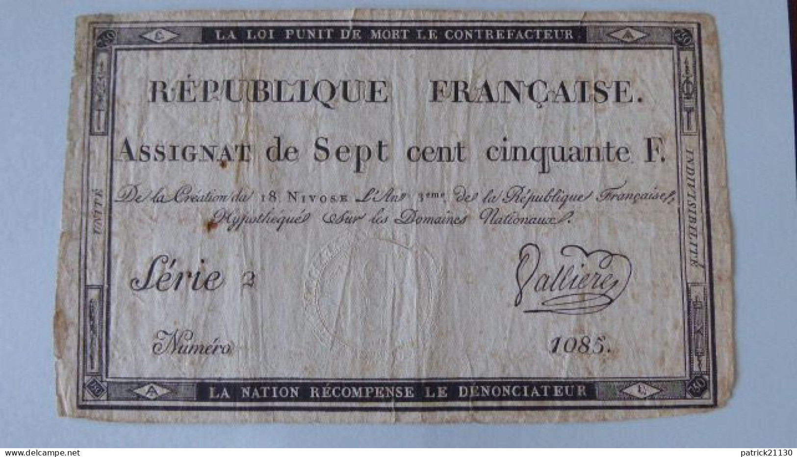 TRES RARE ASSIGNAT 750 FRANCS LAFAURIE 174 - Assignats & Mandats Territoriaux