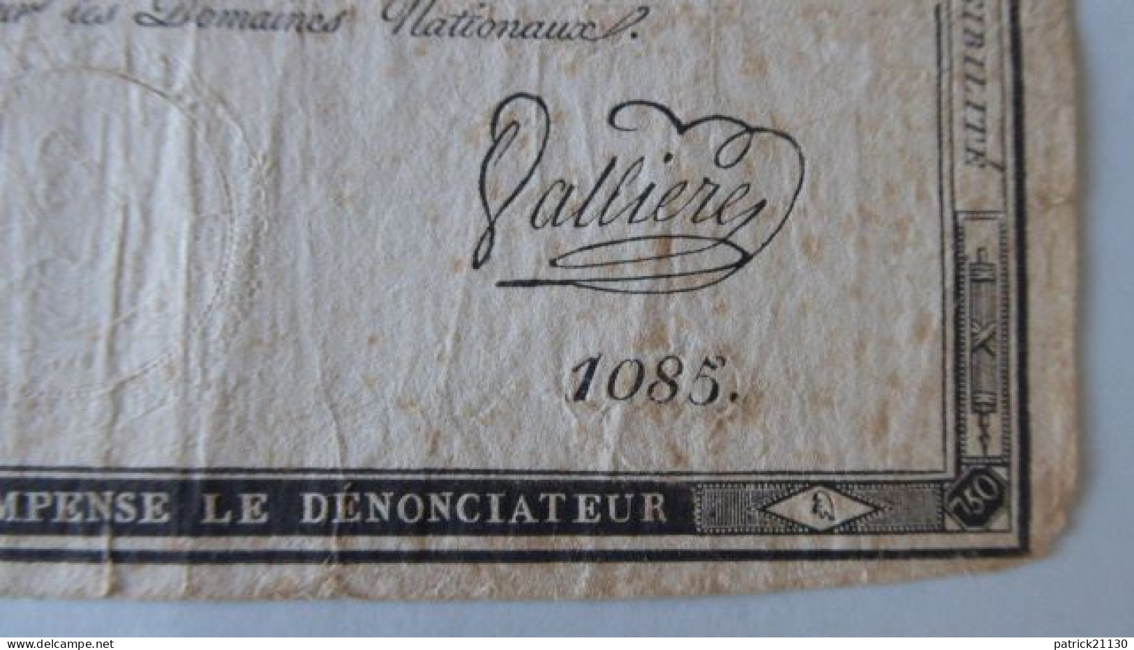 TRES RARE ASSIGNAT 750 FRANCS LAFAURIE 174