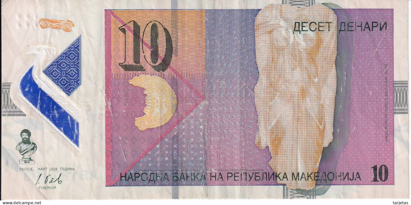 BILLETE DE MACEDONIA DE 10 DENARI DEL AÑO 2018 (BANKNOTE) - Macedonia Del Nord