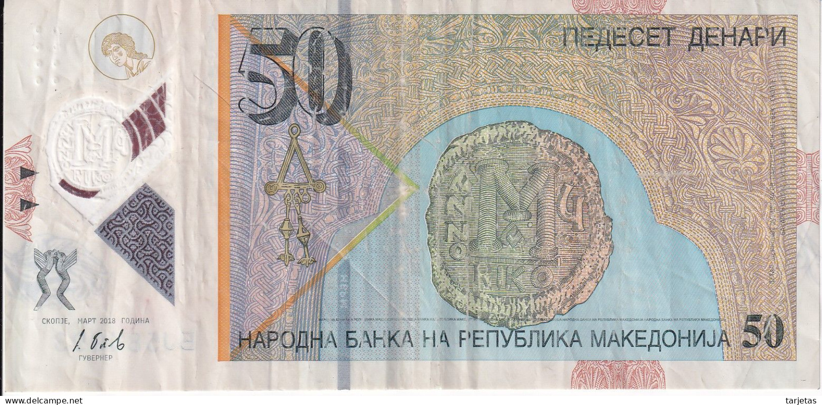 BILLETE DE MACEDONIA DE 50 DENARI DEL AÑO 2018 (BANKNOTE) - Macédoine Du Nord
