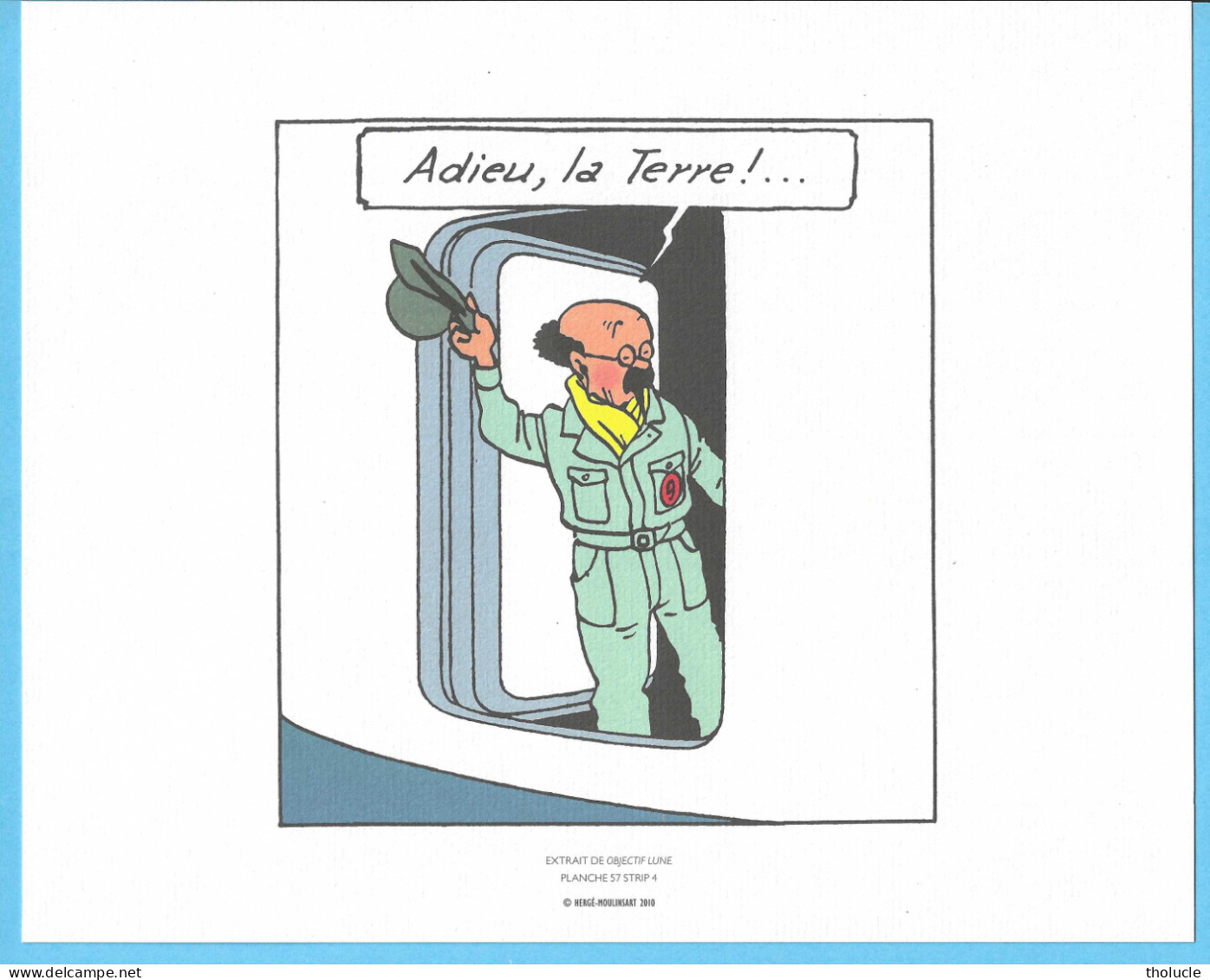 Ex-Libris-Extrait De Tintin "Objectif Lune"-le Professeur Tournesol-Dim.240x193mm-papier Dessin 220gr-Tirés(tiré) à Part - Illustrators G - I