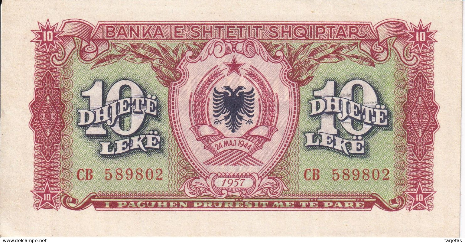 BILLETE DE ALBANIA DE 10 LEKE DEL AÑO 1957 SIN CIRCULAR (UNC)  (BANKNOTE) - Albanie