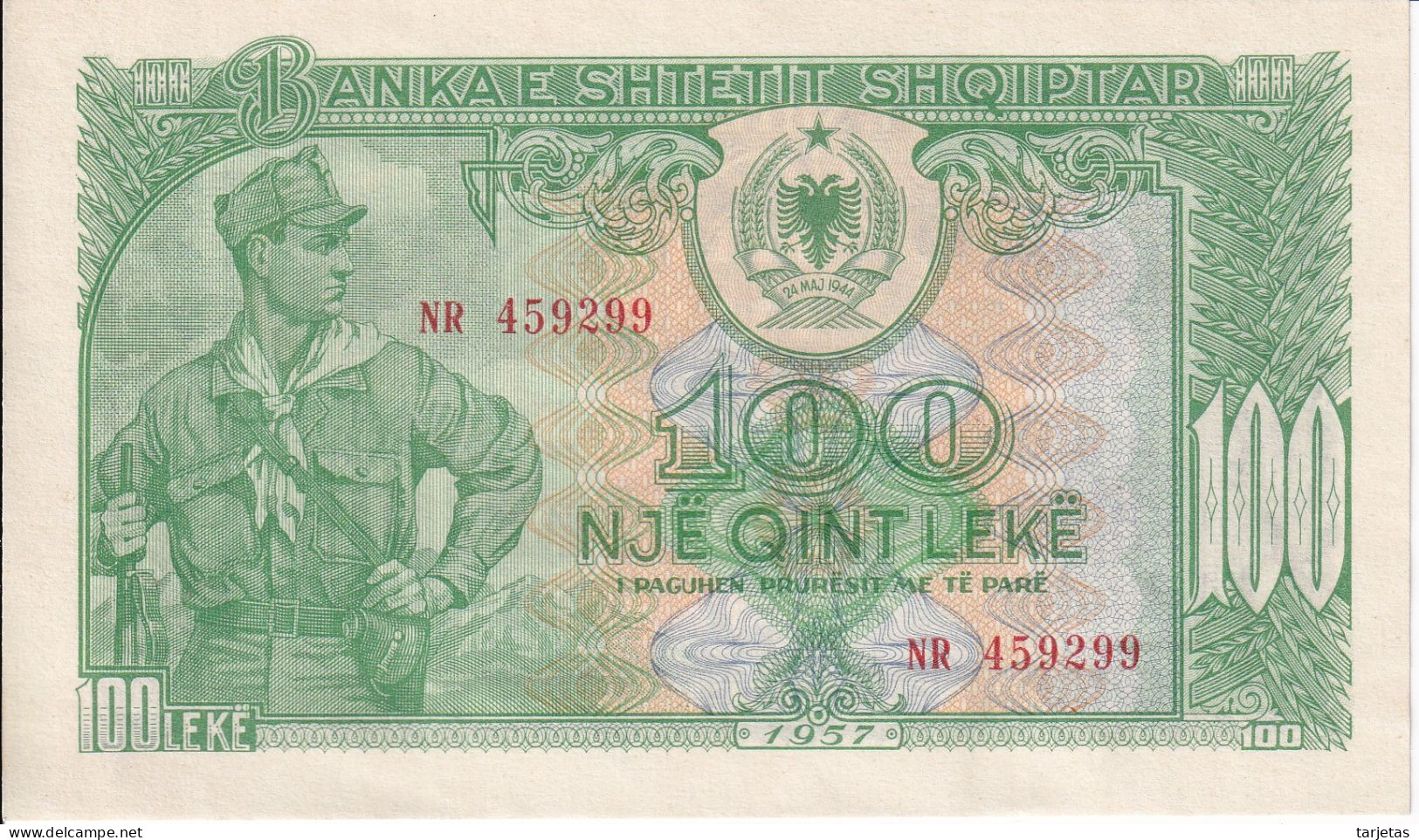 BILLETE DE ALBANIA DE 100 LEKE DEL AÑO 1957 SIN CIRCULAR (UNC)  (BANKNOTE) - Albanien