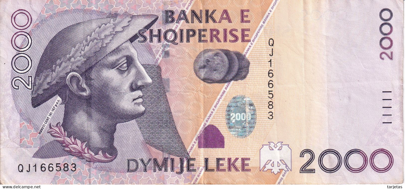 BILLETE DE ALBANIA DE 2000 LEKE DEL AÑO 2012 (BANKNOTE) - Albanie