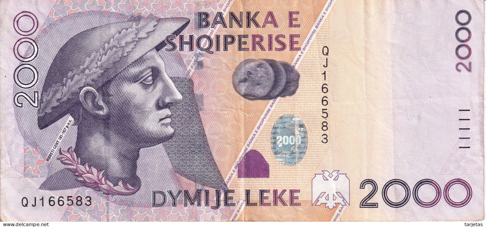 BILLETE DE ALBANIA DE 2000 LEKE DEL AÑO 2012 (BANKNOTE) - Albanien