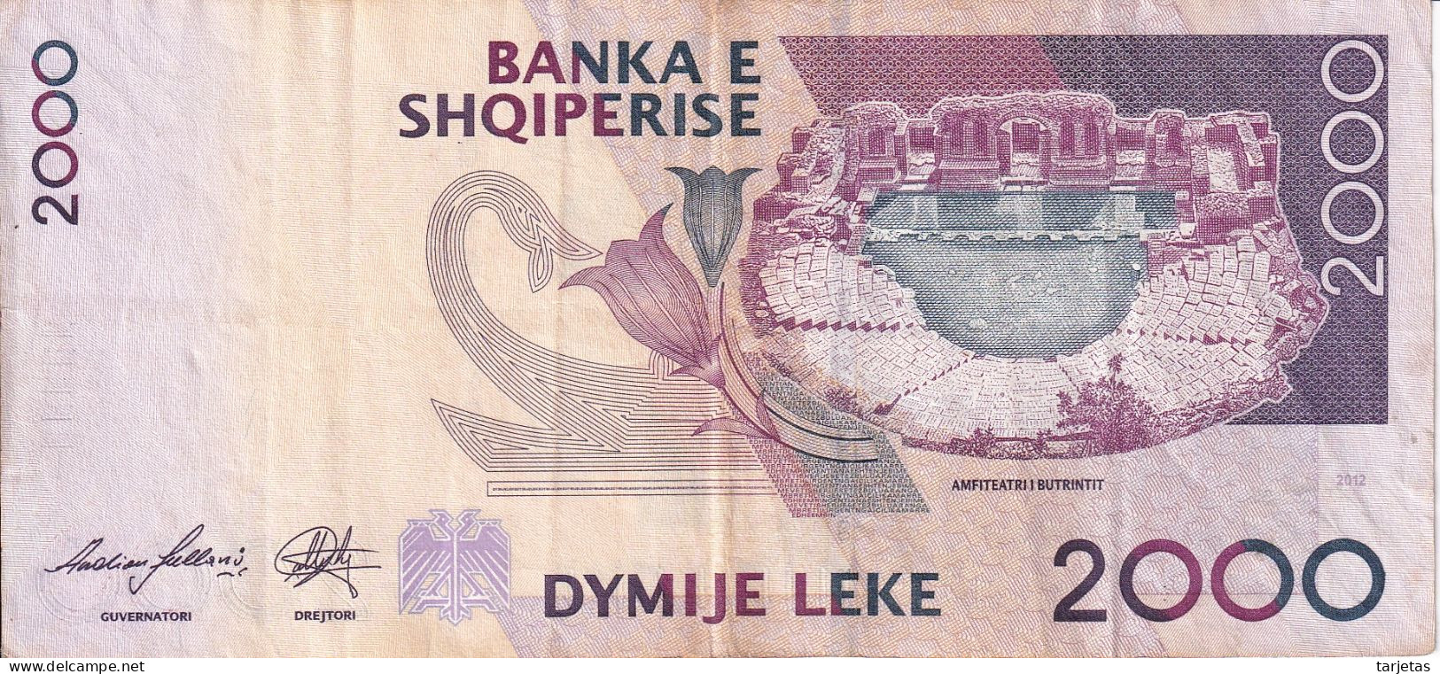 BILLETE DE ALBANIA DE 2000 LEKE DEL AÑO 2012 (BANKNOTE) - Albanien