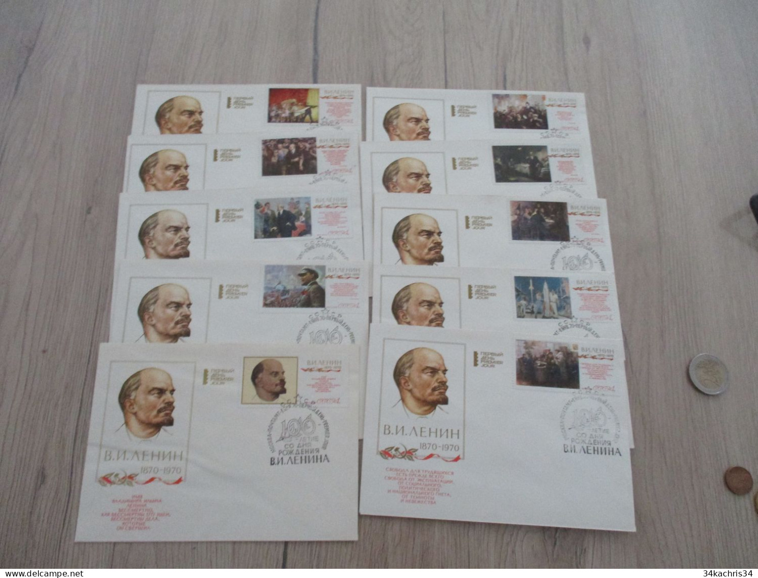 N7 Russie Russia 10 Lettres Philatéliques Centenaire Lénine 1970 - Briefe U. Dokumente