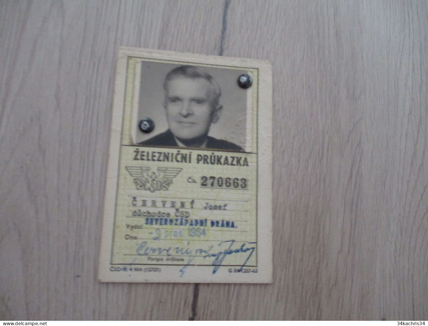 N7 Billet De Train Carte D' Abonnement Réduction 1964 Zelznicni Prukazka  Tchéquie - Sonstige & Ohne Zuordnung