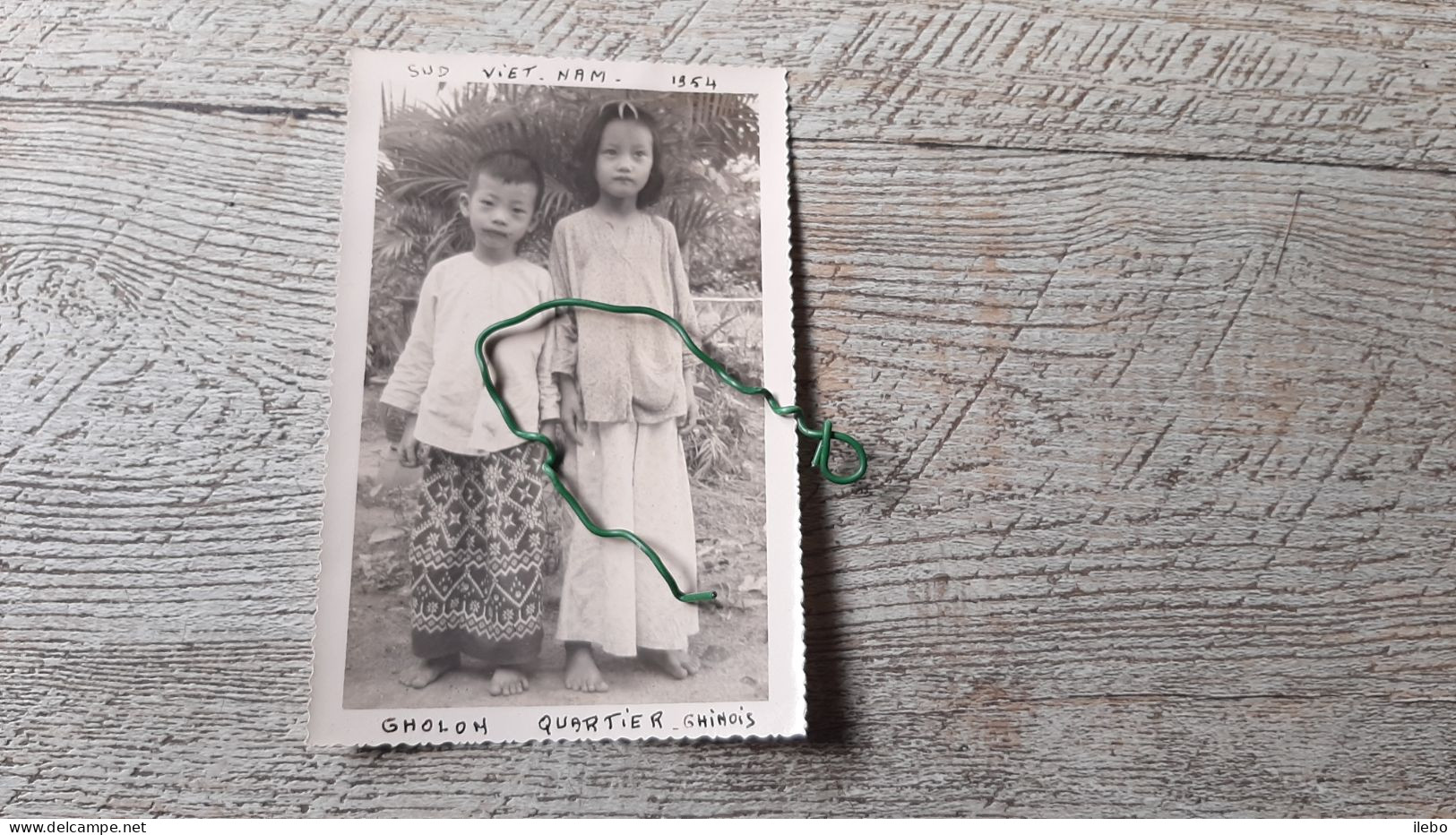 Photographie Ancienne Originale Cholon Quartier Chinois 2 Enfants 1954 Vietnam Sud Saigon Indochine - Asien