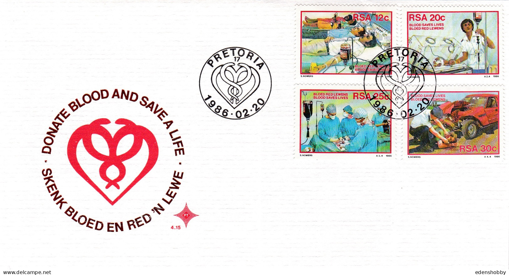 1986 SOUTH AFRICA RSA 7 Official First Day Covers FDC 4.15, 4.15.1, 4.16, 4.16.1, 4.17, 4.18. 4.19 - Cartas & Documentos
