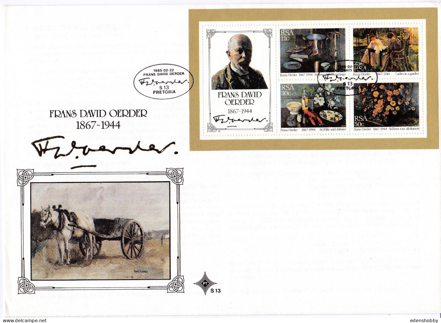 1985 SOUTH AFRICA RSA 6 Official First Day Covers FDC 4.11, S13, 4.11.1, 4.12, 4.12 - Covers & Documents