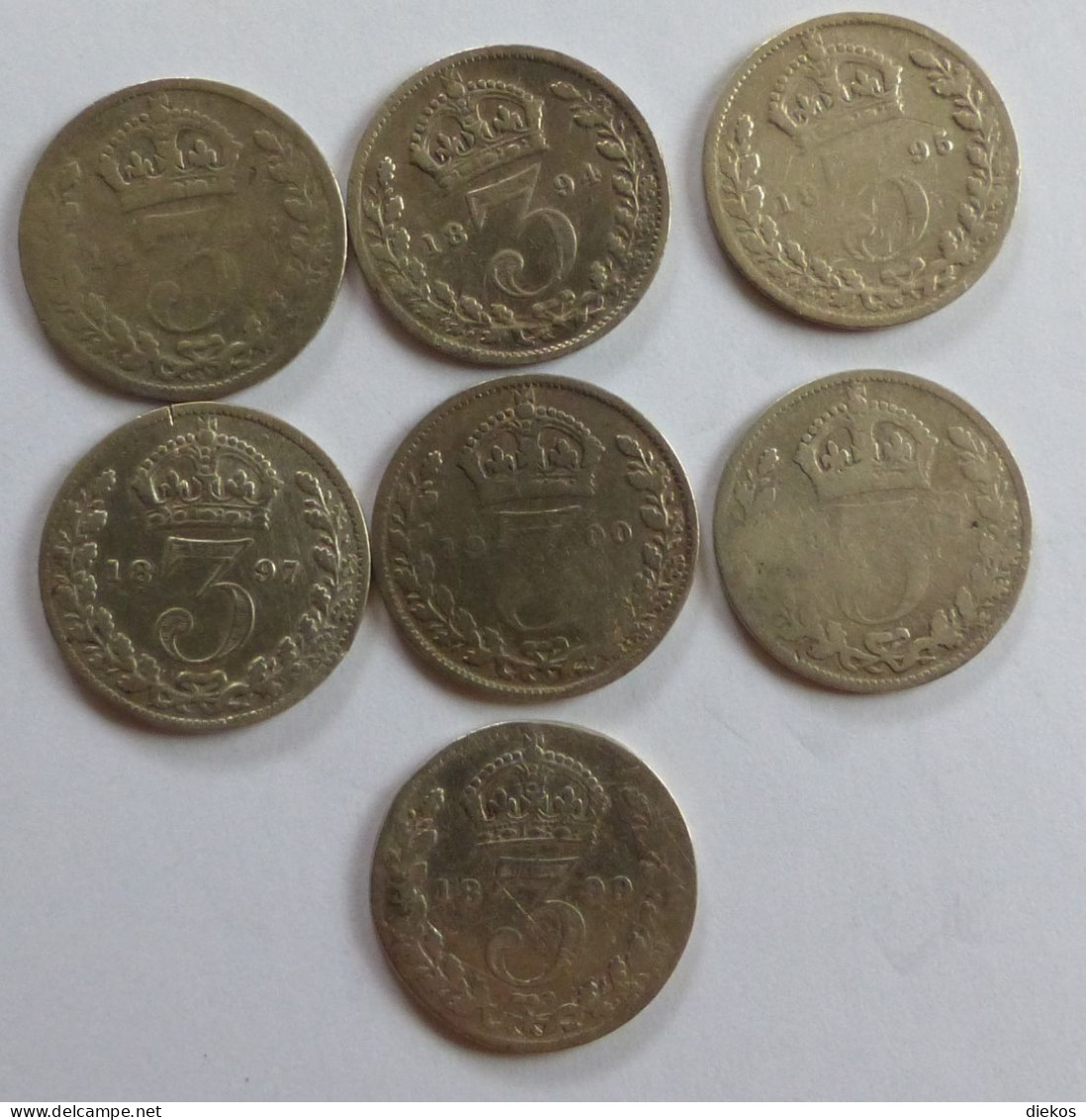 GB Victoria    7 Stück Aus: 1894 -1900  3 Pence  Silber    #coin276 - F. 3 Pence