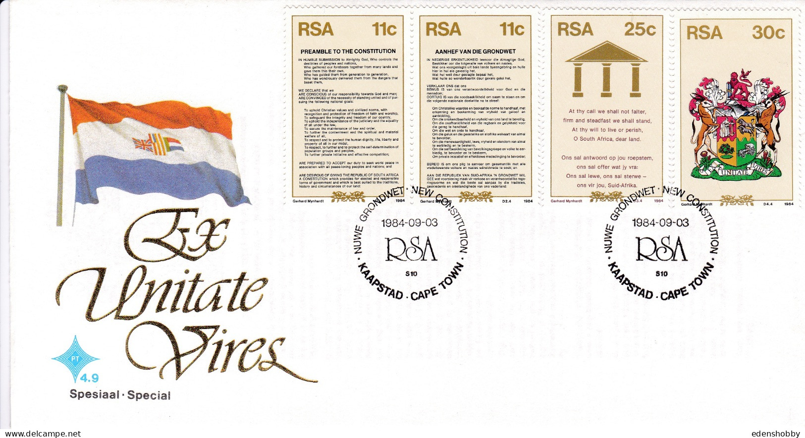 1984 SOUTH AFRICA RSA 7 Official First Day Covers FDC 4.7, 4.8. 4.9, 4.9. 4.9a, 4.10, S12 - Storia Postale