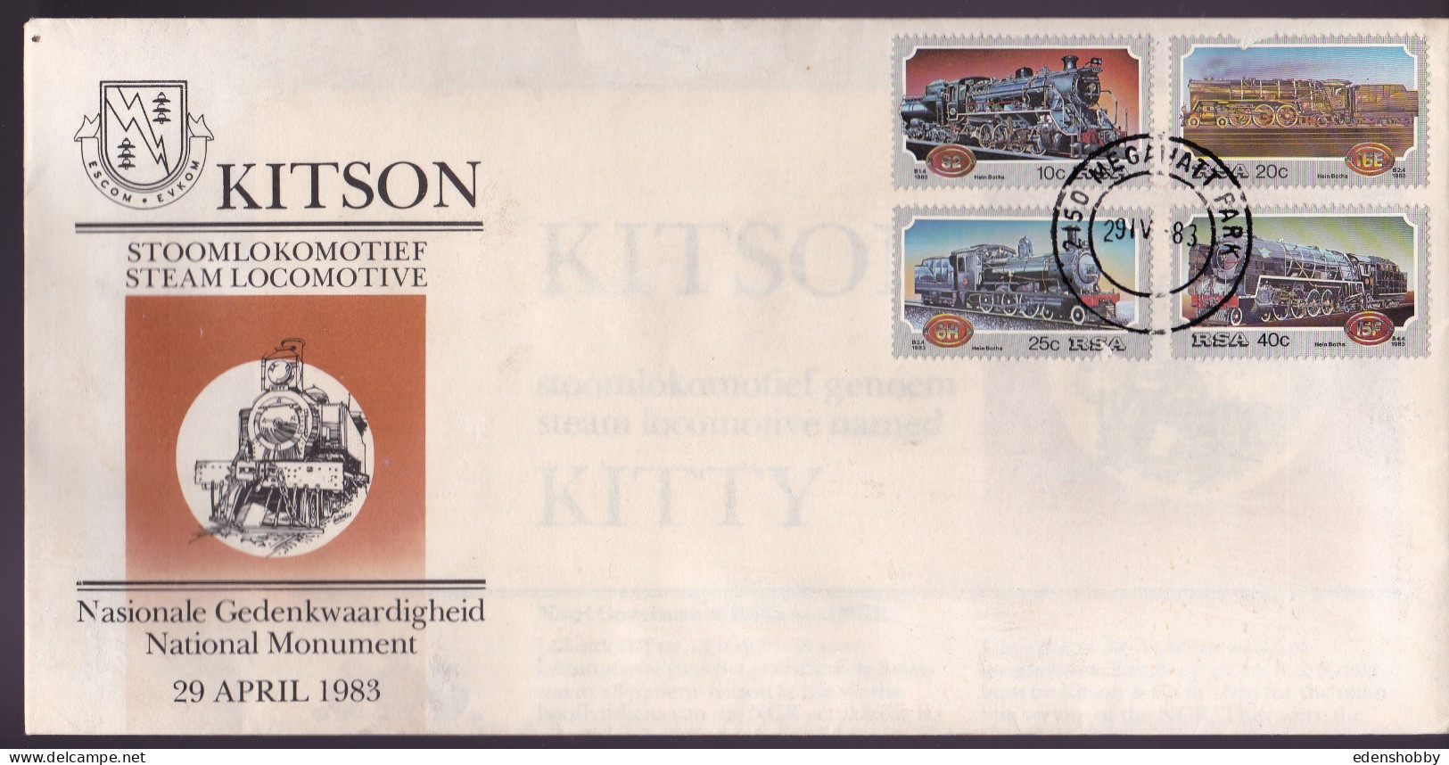 1983 SOUTH AFRICA RSA 5 Official First Day Covers  FDC 4.3, 4.4, 4.5, 4.6, S11, 1 Kitson Cover - Briefe U. Dokumente