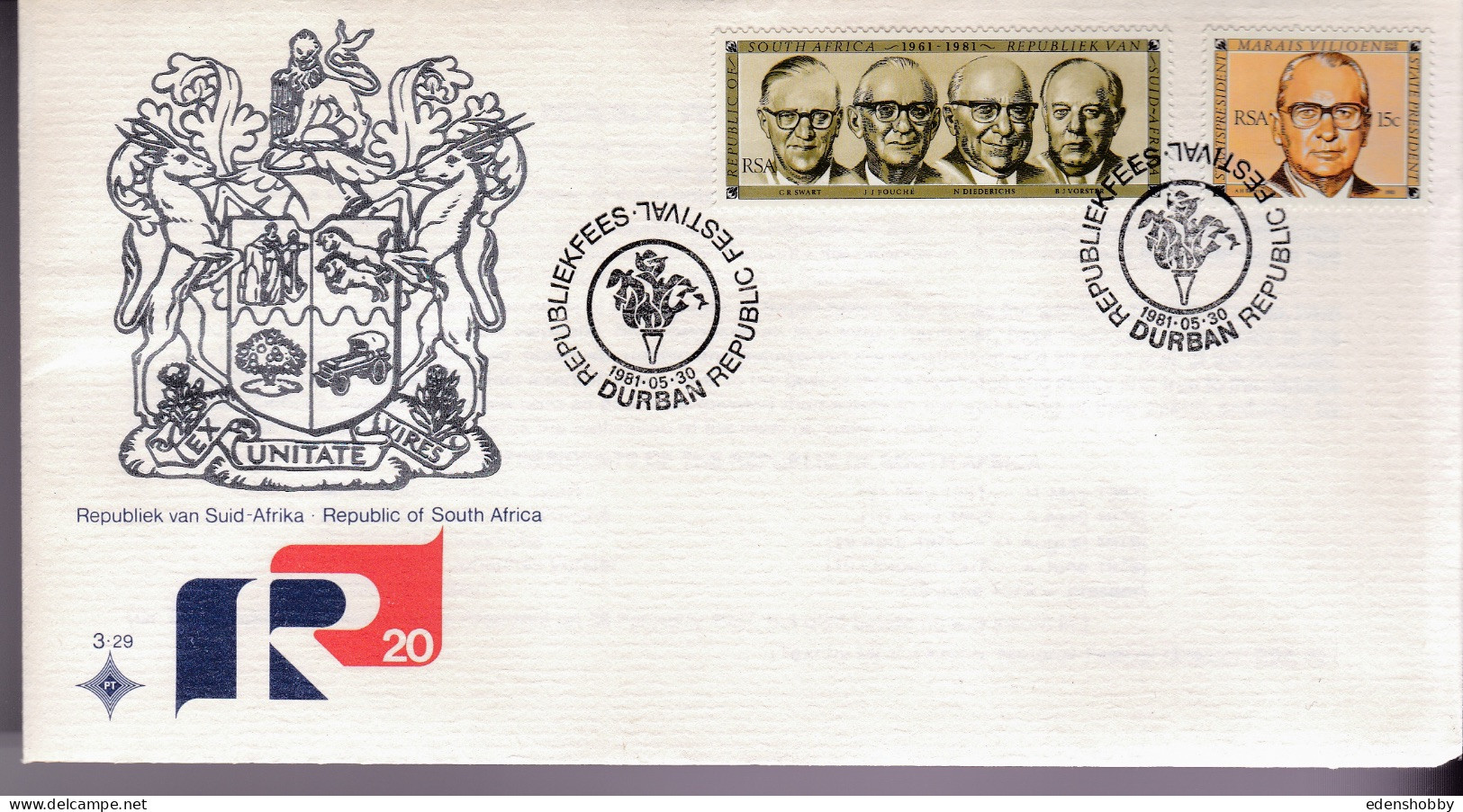 1981 SOUTH AFRICA RSA 9 Official First Day Covers  FDC 3.27, 3.28, S7, 3.29, 3.30, 3.31, 3.31, S8, 3.33 - Brieven En Documenten