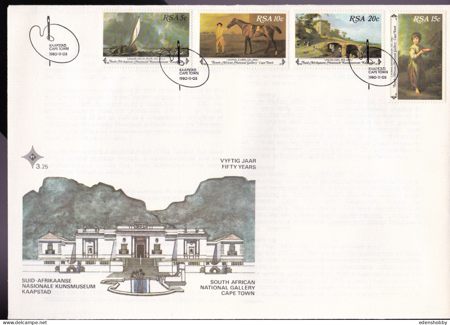 1980 SOUTH AFRICA RSA 8 Official First day Covers  FDC 3.21, S5, 3.22, 3.23, 3.24, 3.25, S6, 3.26