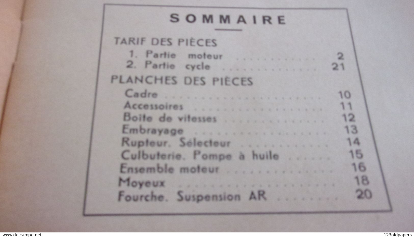 Catalogue 1951 TARIF DES PIECES DETACHEES  Cycles Motocyclettes "TERROT"  DIJON 500 CM3 TYPE RGST 32 PAGES - Transport