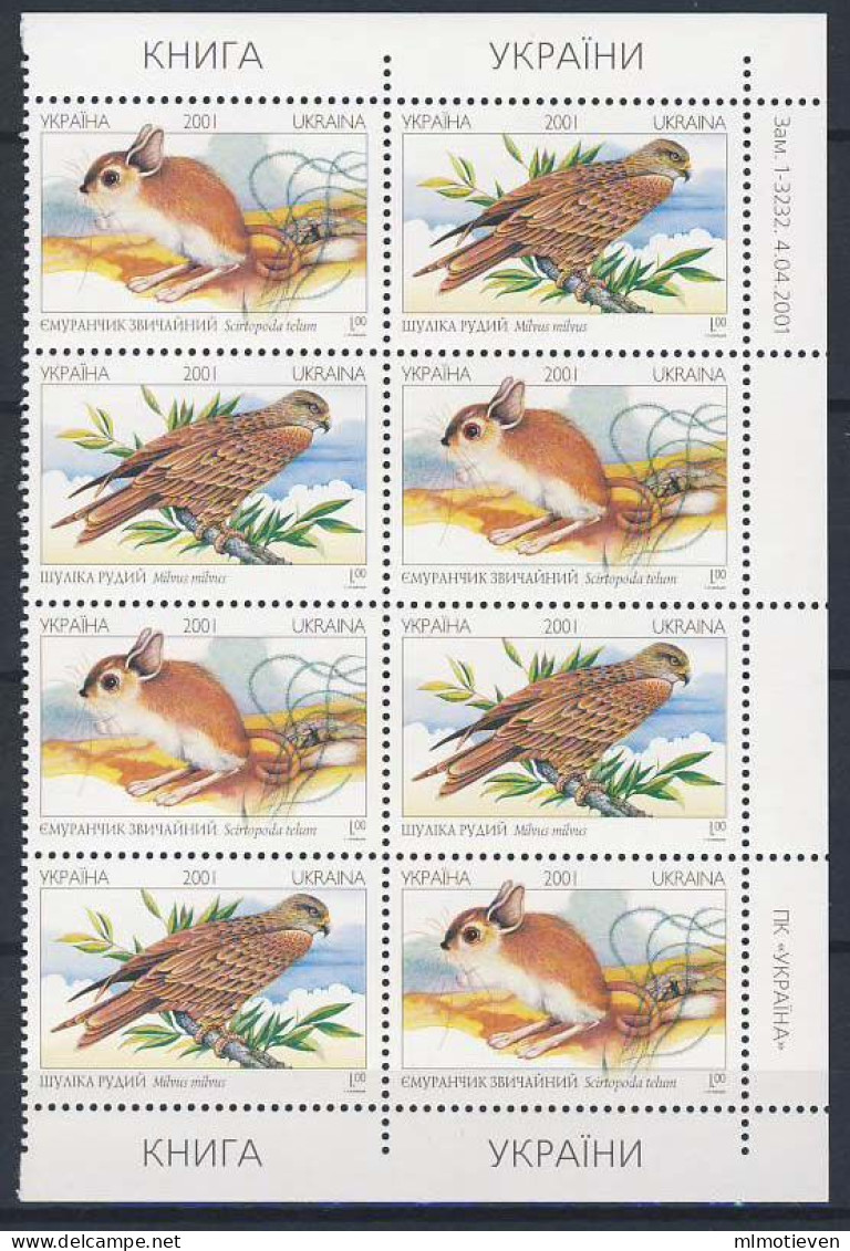 MDB-BK6-041-2 MDA MINT ¤ UKRAINA 2001 4x2w In Serie ¤ FALCO MAMMALS BIRDS OF THE WORLD OISEAUX AVES PAJAROS VÖGEL - Aigles & Rapaces Diurnes