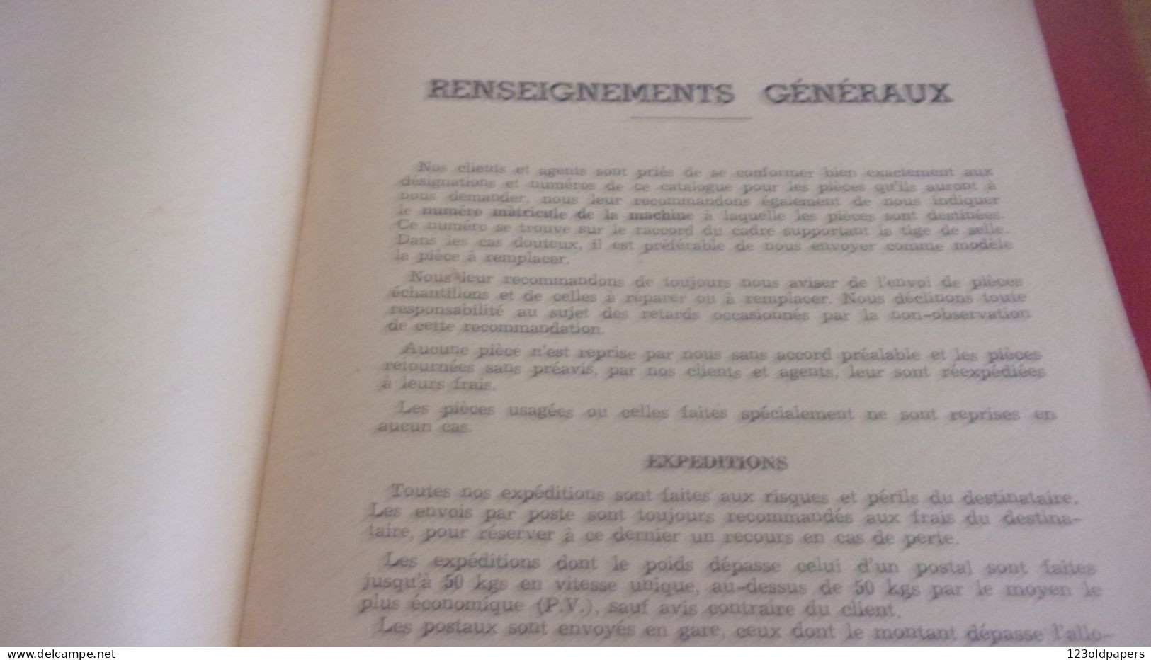 Catalogue 1936 TARIF DES PIECES DETACHEES  Cycles Motocyclettes "TERROT"  DIJON  TYPE  125 CC EP - Motorräder