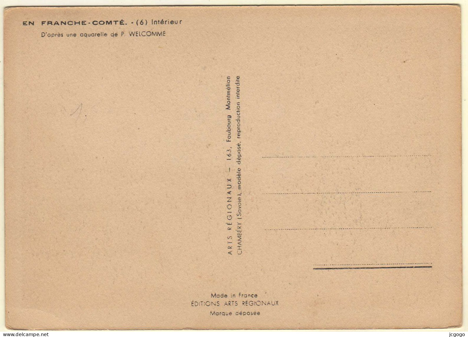 Aquarelle De P.WELCOMME  EN FRANCHE COMTE  Intérieur - Welcome P.
