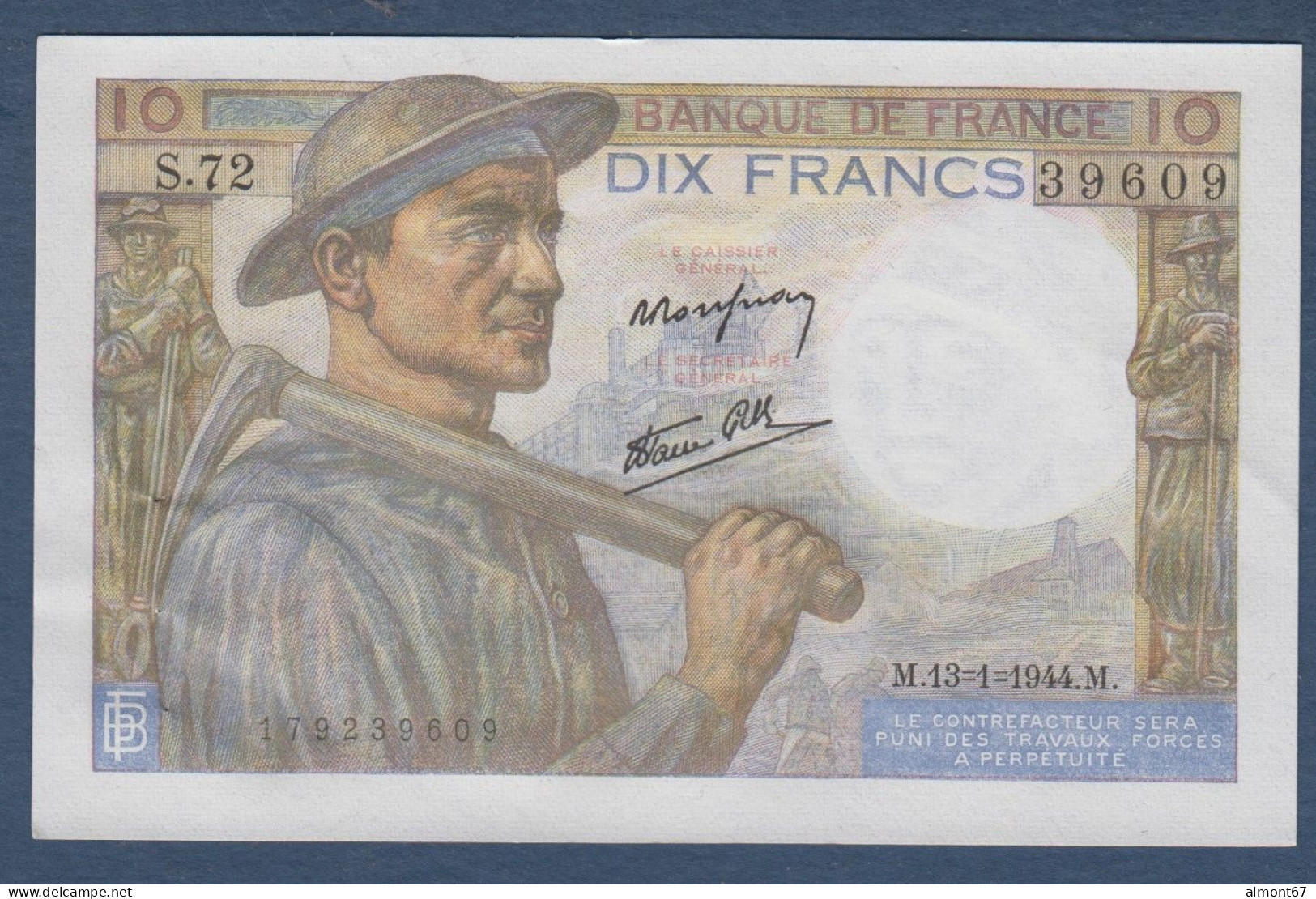 10 Francs  Mineur   Du  13 - 1 - 1944 - 10 F 1941-1949 ''Mineur''