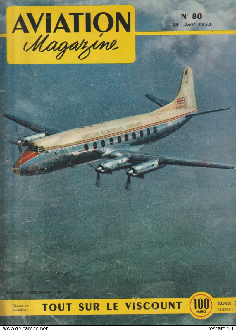 Revue Aviation Magazine N°80 Aout 1953 - Aviation