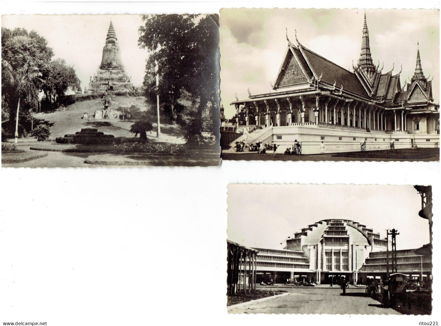 Lot 3 Cpa - Cambodge -  Phnom Penh PhnomPenh - PALAIS ROYAL - PHONH - HALLES CENTRALES - Cambodge