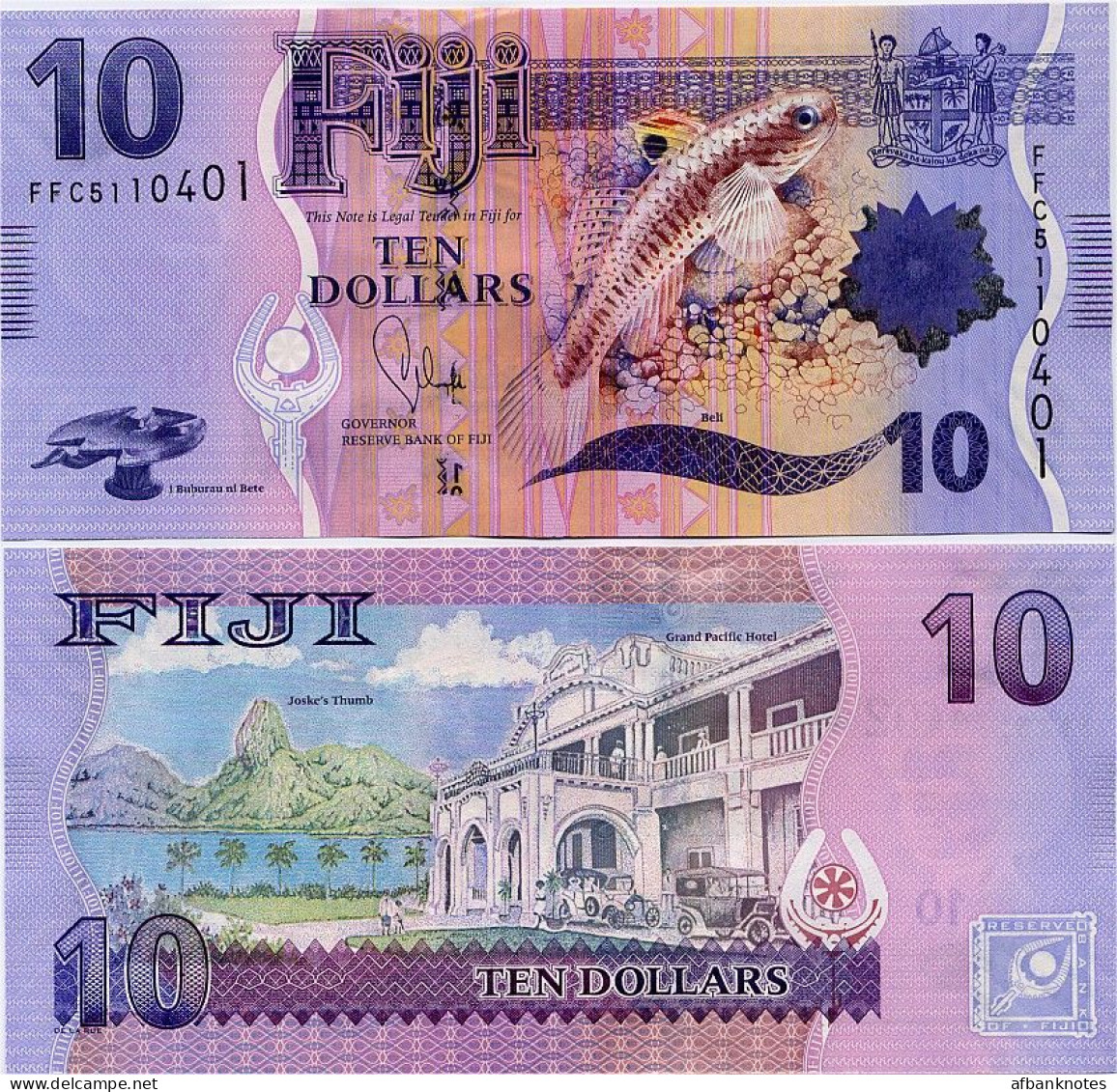 FIJI        10 Dollars       P-116a       ND (2013)       UNC - Fidji