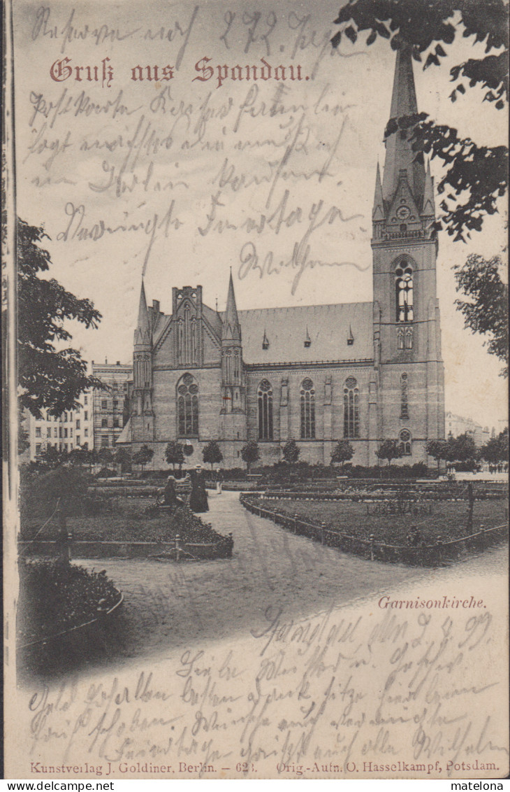 ALLEMAGNE BERLIN GRUSS AUS SPANDAU GARNISONKIRCHE PRECURSEUR 1899 - Spandau