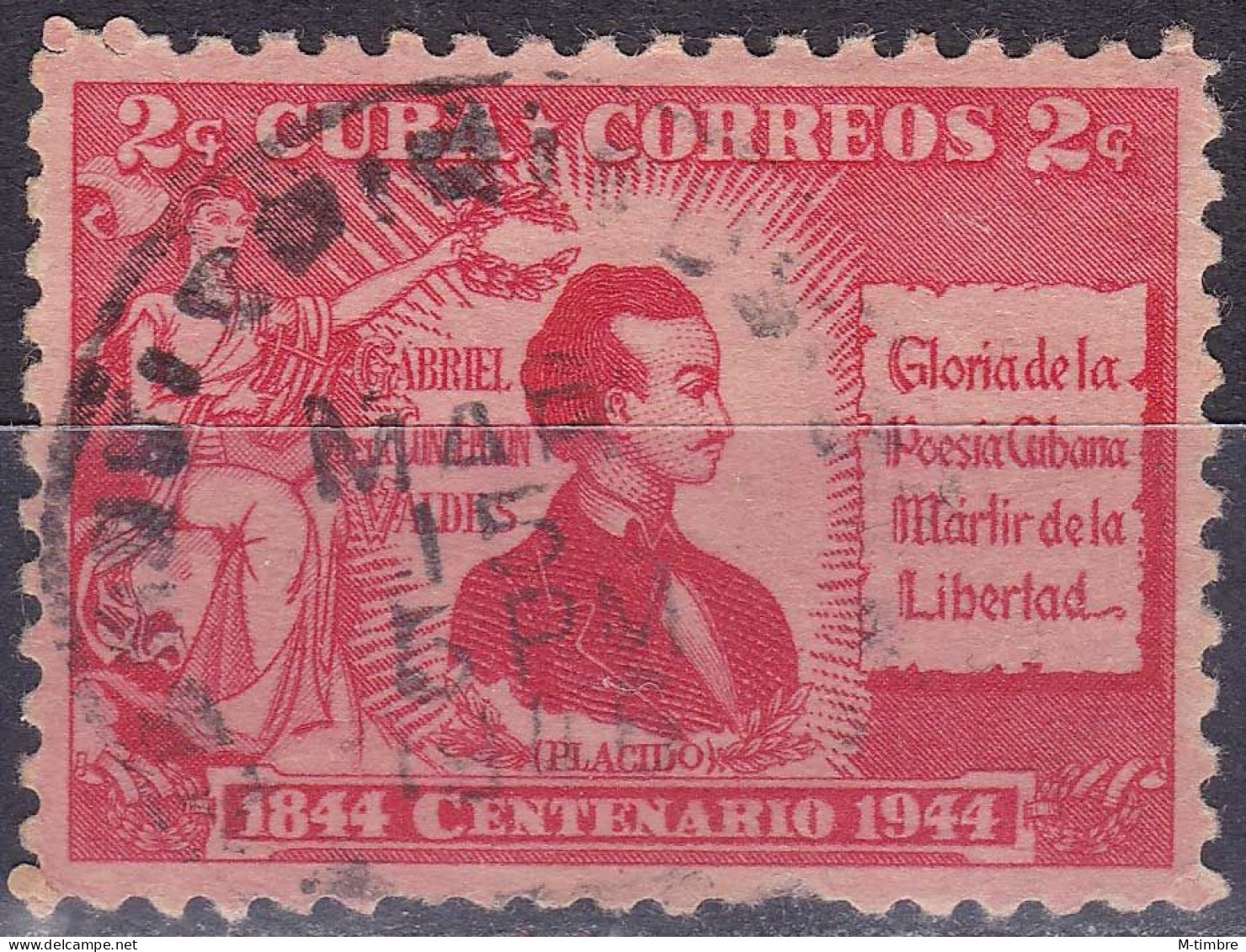 Cuba YT 294 Mi 205 Année 1946 (Used °) Gabriel De La Concepción Valdés - Poète - Oblitérés