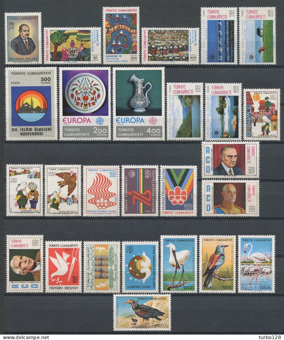 TURQUIE Année 1976 ** Complète N° 2153/2179 Neufs MNH Luxe C 37.50 € Jahrgang Ano Completo Full Year - Années Complètes