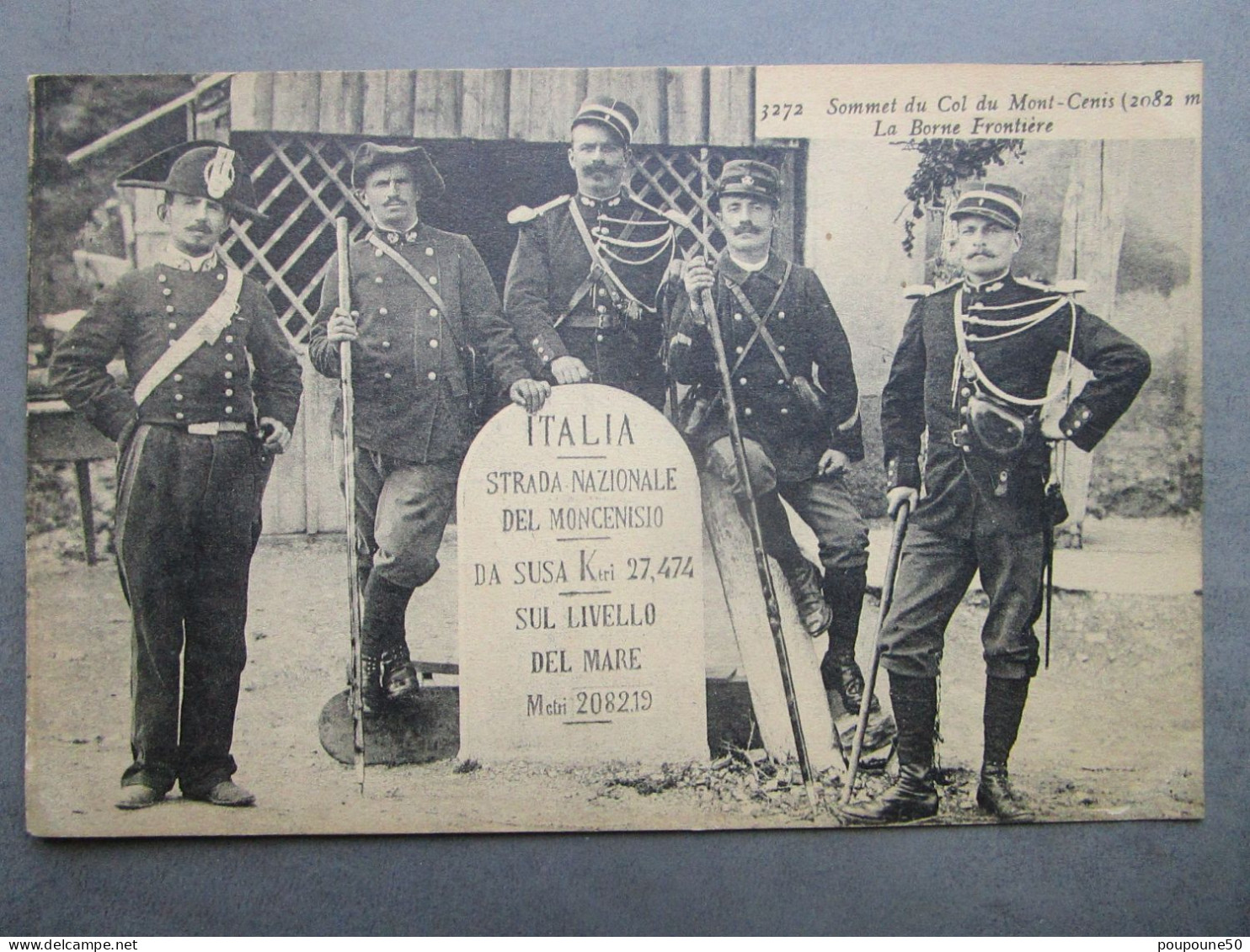 CPA 73 Savoie Sommet Du Col Du MONT CENIS LANSLEVILLARD Vers Lanslebourg - La Borne Frontière LES DOUANIERS Douane 1917 - Val Cenis