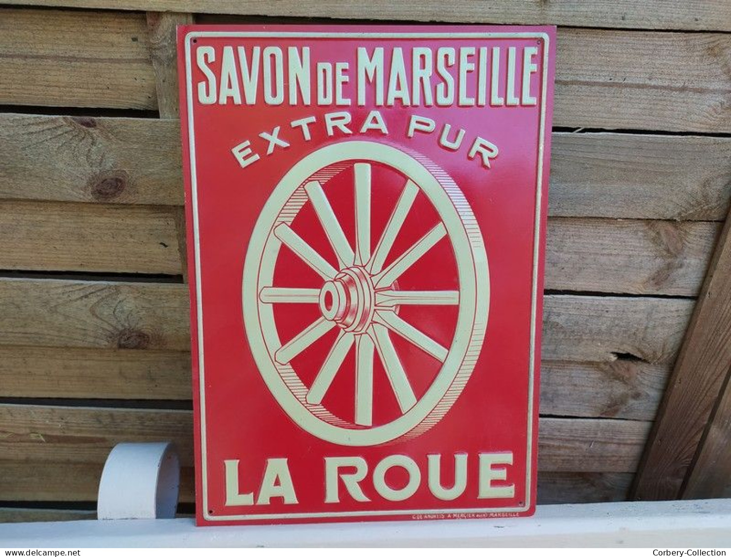 Ancienne Plaque Tôle Publicitaire Savon De Marseille La Roue Extra Pur - Pulizia
