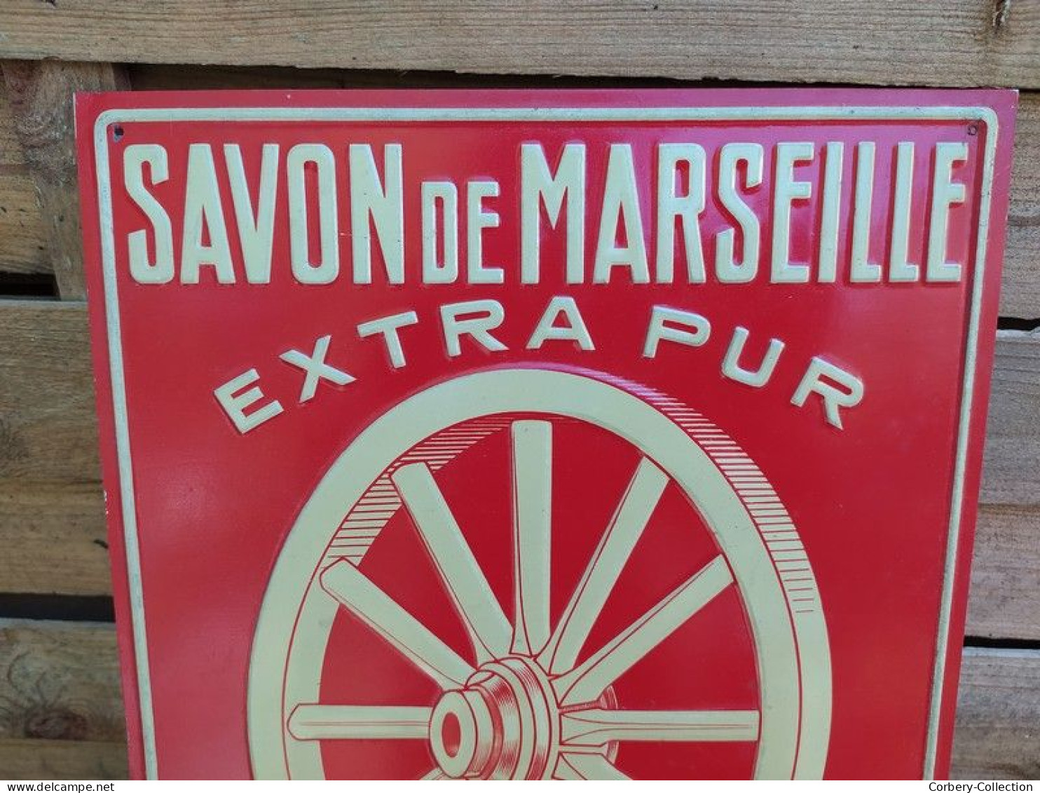 Ancienne Plaque Tôle Publicitaire Savon De Marseille La Roue Extra Pur - Wash & Clean