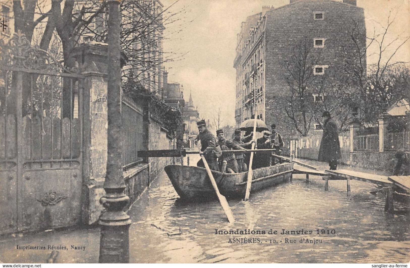 CPA 92 ASNIERES / RUE D'ANJOU / INONDATIONS 1910 - Asnieres Sur Seine